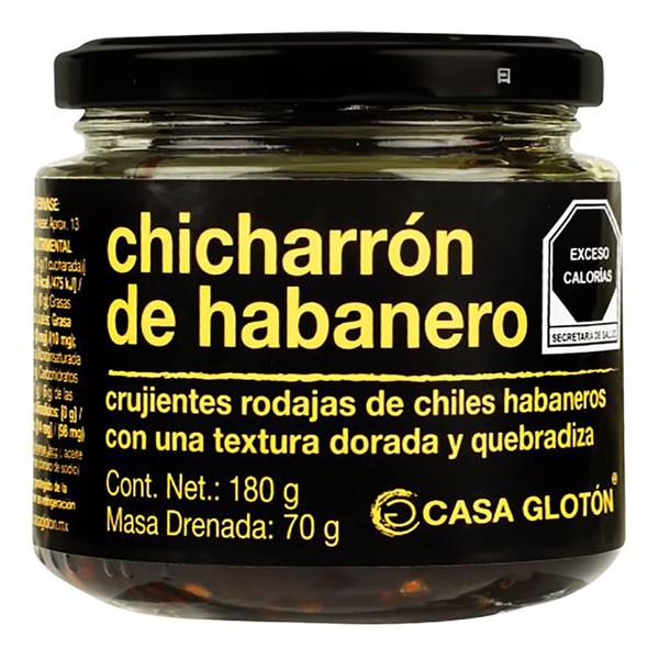 Casa Glotón Chicharrón de Chile Habanero Frasco 180 gramos
