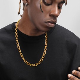 Oaldilee Gold Cable Chains for Mens 18inch 8MM 18K Gold Filled Necklace Mens Gifts for Men