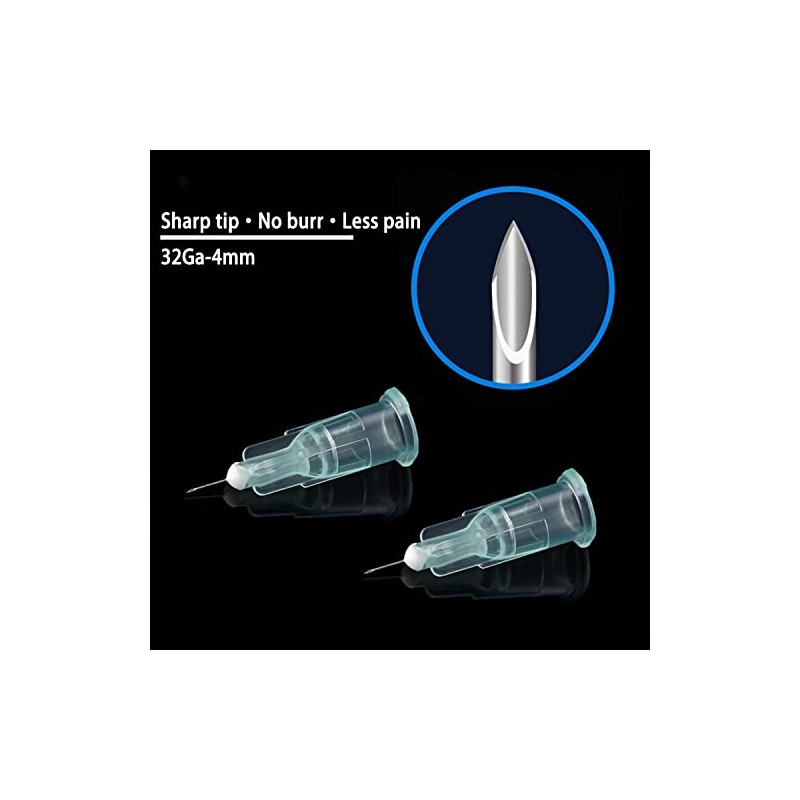 Aguja Luer Lock desechable 32Ga 4 mm, paquete de 100