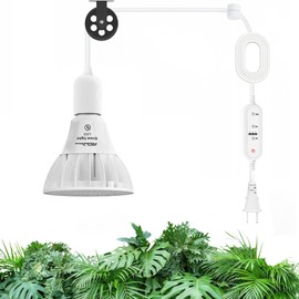 RDJ Bouns Hanging Grow Lights for Indoor Plants, 26W Full Spectrum 4H/8H/12H Timer Switch, 16.4FT Power Cord, Plug in Pendant Grow Light with Adjustable Pulley for Plants, Gifts for Gardening Lovers