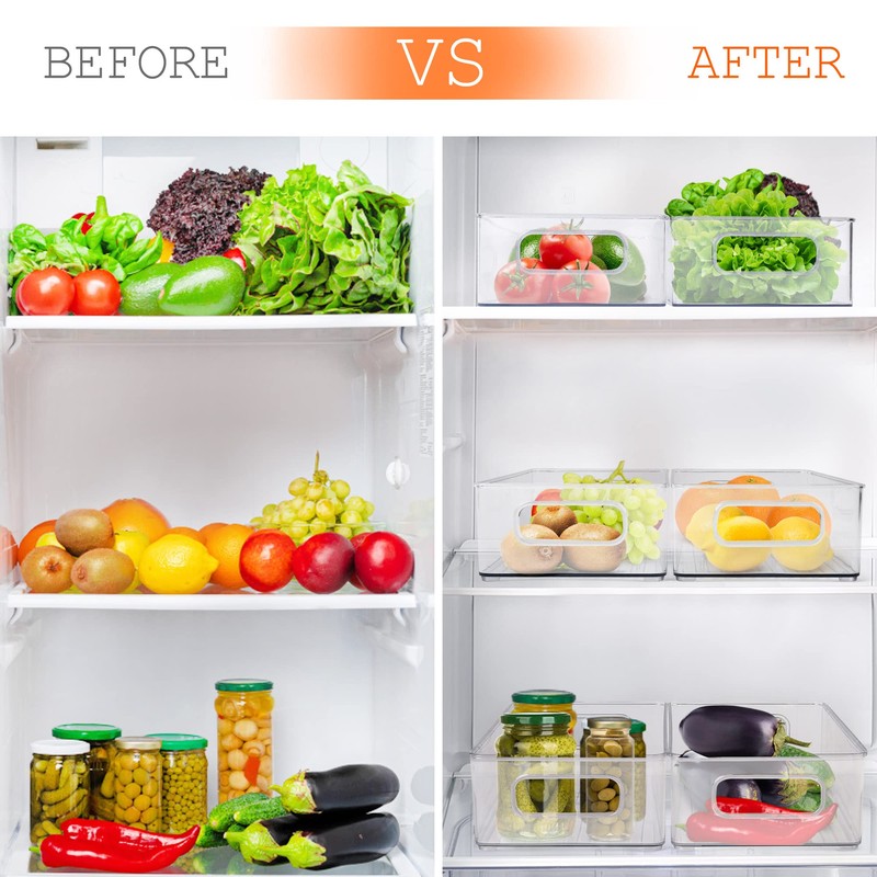 LotFancy Refrigerator Organizer Bins, 4 Pack,10x6x3 in, Clear Plastic Storage