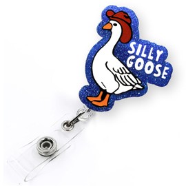 Funny Silly Goose Badge Reel Retractable for Nurse Nursing RN CNA LPN Medical Worker & Office Staff, Cowboy Silly Goose Badge Reel, Western ID Badge Holder with Alligator Clip & 24” Durable Nylon Cord