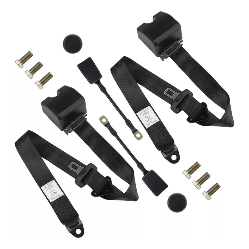 Cinturón De Seguridad De 3 Puntos Universal Retráctil 2 Pzs