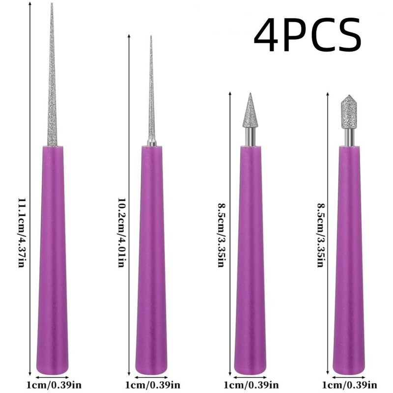 Jewelry File 4 Piece Bead Reamer Set Natural Stone Beads