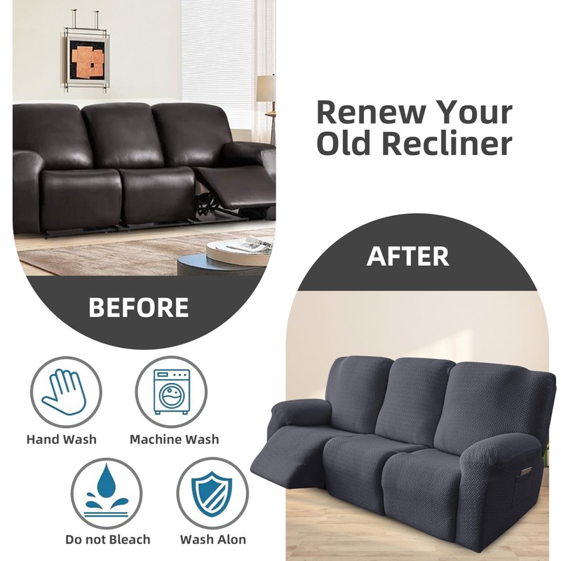 Genina Recliner Sofa Covers - Stretch Reclining Couch Covers with