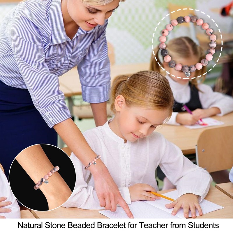 AILUOR Teacher Appreciation Gifts, Teacher Bracelet Gifts, Natural Stone Bracelet,