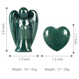Artistone Ocean Jasper Crystal Guardian Angel Heart Chakra Stone Set Hand Carved Gemstone Palm Angel Figurine Ornament Worry Stones Healing Reiki Meditation Decor