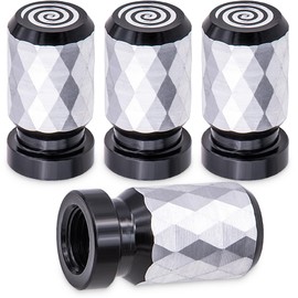 MEAJOO 4PCS Car Tire Valve Stem Cap, Aluminum Alloy Leak-Proof Tyre Air Valve Caps, Corrosion Resistant Airtight Dust Proof Covers Universal for Cars, SUVs, Trucks, Motorcycles and Bikes (Black)