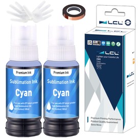 LCL 200ML Cyan Sublimation Ink Refill for Supertank Inkjet Printers ET-2720 ET-2760 ET-2800 ET-2803 ET-3760 ET-4700 ET-4800 ET-7720 ET-2400 Heat Press Transfer on T-Shirt Mug Mask (Autofill/Anti-UV)
