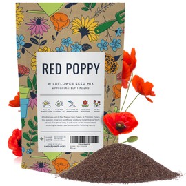 Red Poppy Seeds for Planting - Bulk 1 Pound Bag - Over 3,200,000 Wildflower Seeds