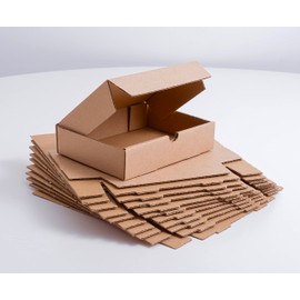 IPEA Flat Folding Boxes 21 x 15 x 5 cm for Shipping, E-Commerce, Gifts - Pack of 10 - Made in Italy - Square Multi-Purpose Boxes for Packing Items, Events, Parties - Boxes
