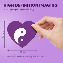 1 x Heart MDF Magnets - Purple Yin Yang Yoga Meditation 5238
