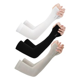 Operitacx 3Pairs Cooling Arm Sleeves for Sun Protection Elbow Guard Compression Sleeves Black Grey White UV Shielding for Men Women for Outdoor Sports Activities