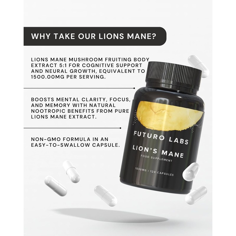 Lion’s Mane Mushroom Capsules – 1500mg High Strength Brain Supplement