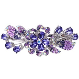 LALAFINA Hair Clip 1pc, Flower Rhinestone Hair Barrettes, Crystal Rhinestones Barrettes, Vintage Spring French Hair Clips for Women Ladies, Purple