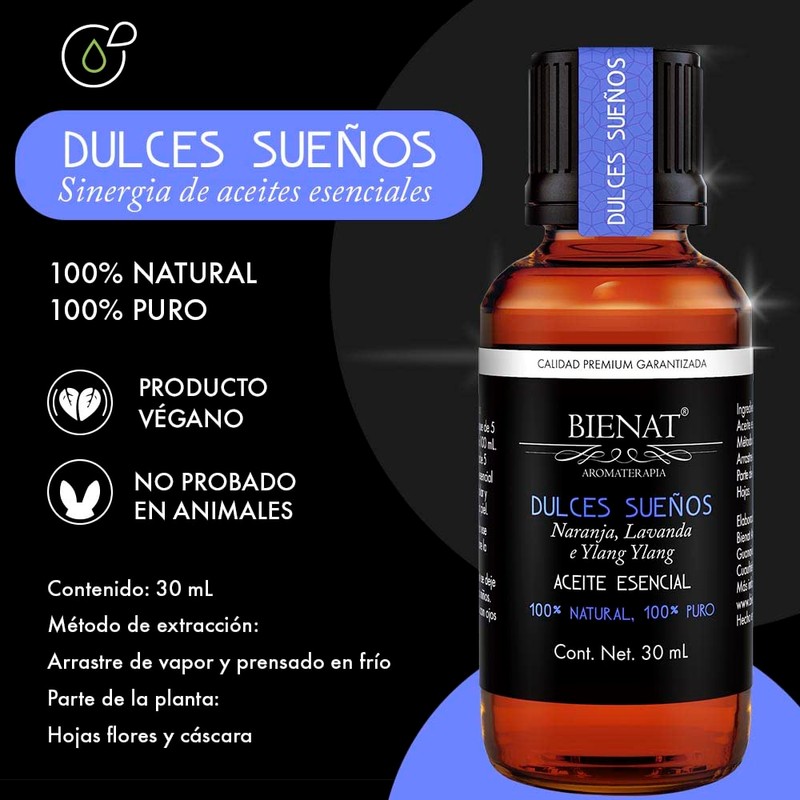 Bienat Aromaterapia Mezcla de Aceites Esenciales Dulces Sueños I (Lavanda,