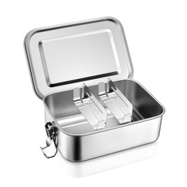 Homikit Lunch Box with Compartments, 850 ml Stainless Steel Bento Box Lunch Box for Children and Adults, Lunch Box with Removable Divider for Picnic, School, Work, Leak-proof & Sealing Ring