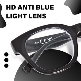 OPTOFENDY Oversized Reading Glasses for Women, TR90 Square Blue Light Blocking Computer Readers with Spring Hinge