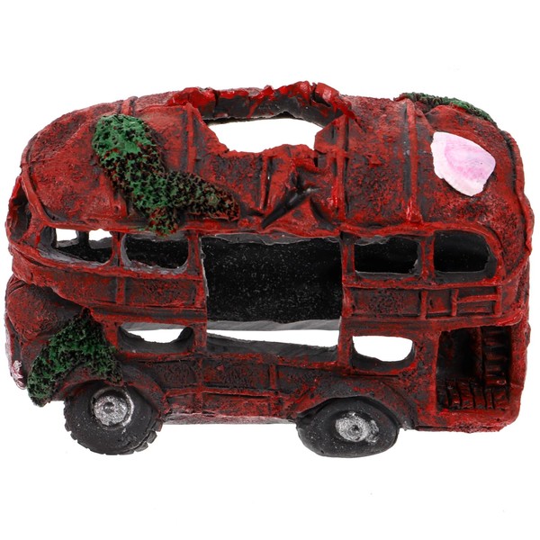 POPETPOP Wreck Car Aquarium Decorations - Resin Wrecked Bus Fish