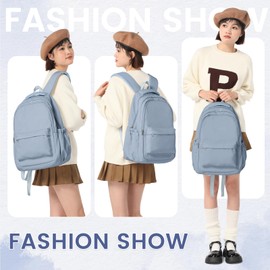 WEPLAN School Backpack School Bag for Teenage Girls Boys College Rucksack Lightweight Schoolbag Casual Backpack Dayback Women Bookbag College 14 Inch Laptop Backpacks Womens Waterproof,Blue