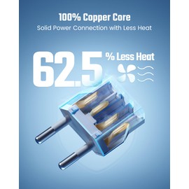 European Travel Plug Adapter, SUPERDANNY US to Europe Plug Adapter, American 2-Prong Plug to Type C EU Plug Converter, Travel Plug for Germany, France, Spain, Italy, 10 Packs (White)