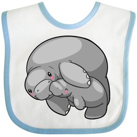 inktastic Cute Manatee Family Baby Bib White and Blue 3b027