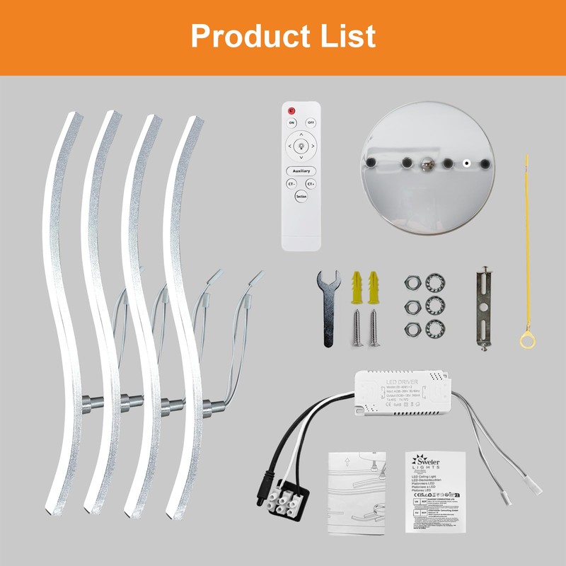 Sweier 24 W LED Ceiling Light, Curve Shape, 5-100% Dimming