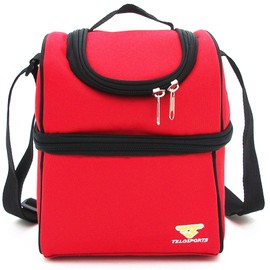 Telosports 2 Layer Lunch Box Insulated Lunch Bag Cooler Tote Bag for Adult,Men,Women,Kid, Double Deck Cooler for Office/School/Picnic (Red)