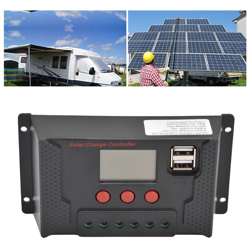 PWM LCD Solar Charge Controller 12V 24V 10A Battery Charge