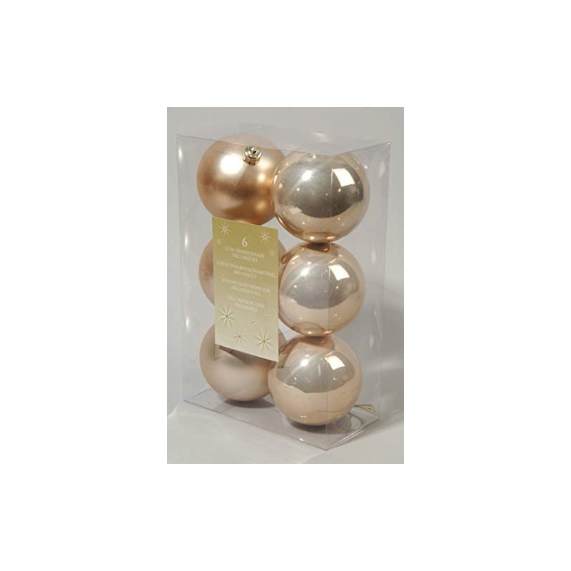 6 Christmas Baubles 80 mm (Pearl, Champagne Gloss/Matte) Christmas Tree