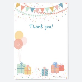 Dotty about Paper Soft Pastels - Thank You Notelet 143 x 205mm, Perfect For Girls/Boys Kids Birthdays, Celebrations, Parties Pack of 20 - Envelopes Included (4074)