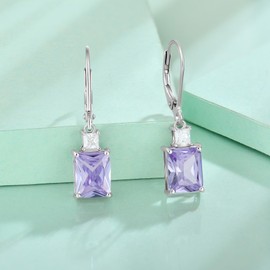 Starchenie 925 Sterling Silver Earring Birthstone Alexandrite Cubic Zirconia Dangle Leverback Earrings Jewellery Gifts for Women