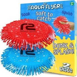 Beach Flying Disc Pool Toy: 2 Pack Water Discs for Kids - Soaks The Target On Impact - Best Outdoor Swimming Pool Toys for Kids - Fun Beach Games & Soft Frisbbee Water Toys For Girls Ages 4-8 8-12 - Color: Red & Blue