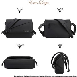 Esimileeya Black Lightweight Mens Messenger Bag Crossbody Waterproof Sling Shouler Bag for Men Cross Body Fanny Pack for Men