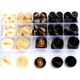 GANSSIA 160pcs Mix 3 Sizes (15mm, 20mm, 25mm) Resin Suit Buttons for Sewing, Round 4 Holes 5 Colors Coat Buttons for Handmade Craft DIY Projects