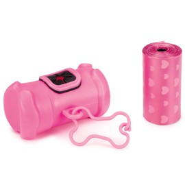 Clean Go Pet Bone Dog Waste Bag Holder, Clip and Two Rolls of Durable, Leakproof Black Plastic Poop Bags