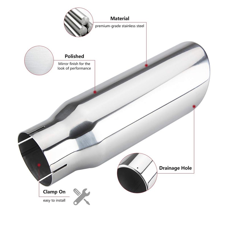 LCGP 3 Inch Inlet Exhaust tip 4" Inch Outlet 12"