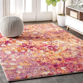JONATHAN Y CTP108C-5 Contemporary POP Modern Abstract Indoor Area-Rug Bohemian Easy-Cleaning High Traffic Bedroom Kitchen Living-Room Non Shedding, 5 ft x 8 ft, Pink/Orange