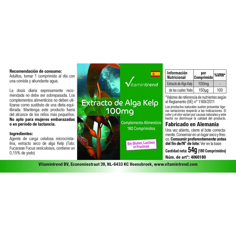 Kelp 100 mg - 180 Tablets - For 6 Months