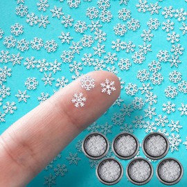 Knitgrip 600 Pcs Mini Snowflake Ornament Christmas White Metal Snowflake Decorations Christmas Embellishments Craft Supplies Tiny Snow Flakes Decorating Hanging DIY Tree Window Winter Party