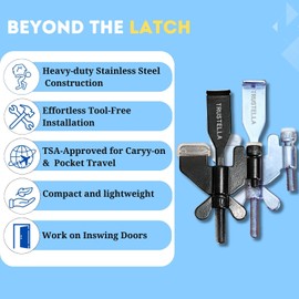 All in one Original Trustella Heavy-Duty Portable Door Lock - Stainless Steel Security Tool for Enhanced Safety - Ideal for Home, Travel, Hotels, Apartments