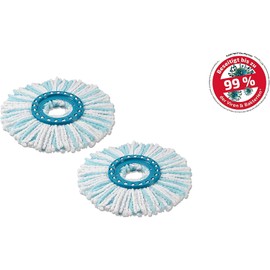 Leifheit Leifheit Replacement Mop Head Clean Twist Disc Mop x 2 Pack, 2 Fibre System for Effective Cleaning and High Dirt and Water Absorption, Set of 2 heads, White
