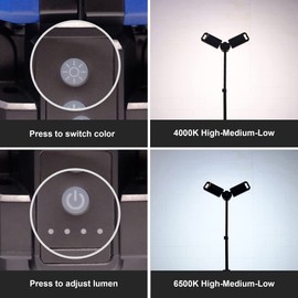 NextLED 5000 Lumen Rechargeable LED Tripod (Battery Included) AC/DC Portable Work Light with Heavy Duty Collapsible Stand, 4000/6500K Dual Color, 3 Brightness, Detachable Head with Magnetic Base