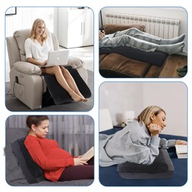 Qwirely Memory Foam Recliner Cushion with Leg Pillow for Elderly Large Square Seat Cushion Wave Shape Footrest Extender for Recliner, Armchairs Couch, Thick & Leg Supportive, Non-Slip Design