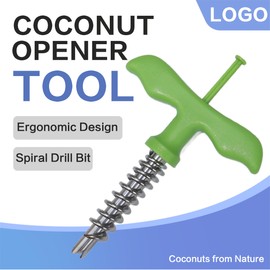 Tynoscco New Fresh Coconut Opener Tool, Thai Hawaiian Young Coconut Tool, Rotary Spring Pressure, Safe and Easy, Food Grade Stainless Steel Coconut Opener for Green Coconut Openers Green,1Pack