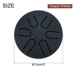 sourcing map Steel Tongue Drum, 3 Inch 6 Notes Mini Steel Hand Drums with Drum Mallets and Music Book, Worry Free Drum for Yoga Meditation Camping (Navy Blue)