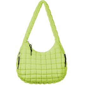 AUACDIY Puffer Tote Bag Large Quilted Crossbody Bags for Women Lightweight Padding Cotton Puffy Purse Bag Light Green