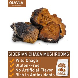 Olvvla - Chaga Tea Bags - 2.5g X 50 Count - 100% Wild Natural Chaga Mushroom Herbal Tea - Sourced from Siberia - Caffeine Free - Gluten-Free - Rich in Antioxidants