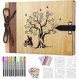 ZEEYUAN Photo Album for DIY Wooden 80 Pages 19 x 29 cm Guest Book Photo Book with Photo Corners for Valentine's Day Birthday for Couples Friends