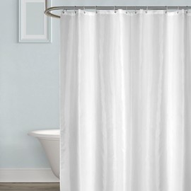 Waterproof Fabric Shower Curtain Thick Bathroom Curtain (White, 180x200cm)